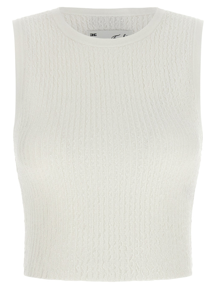 Elisabetta Franchi White Viscose Sleeveles T-Shirt