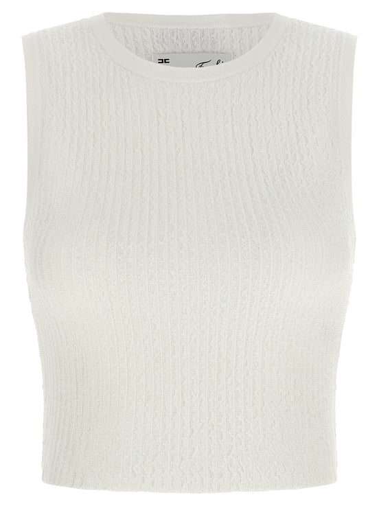 Elisabetta Franchi White Viscose Sleeveles T-Shirt
