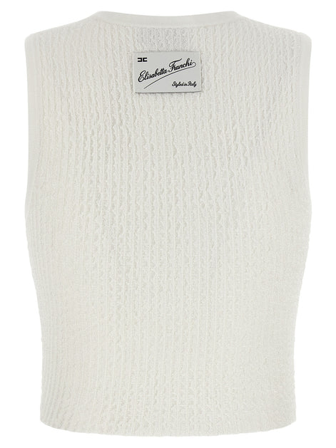 Elisabetta Franchi White Viscose Sleeveles T-Shirt