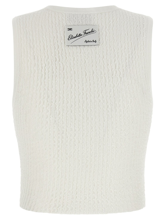 Elisabetta Franchi White Viscose Sleeveles T-Shirt