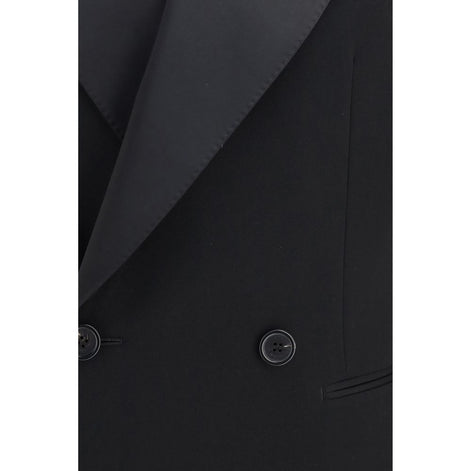 Saint Laurent Black Wool Oves Aries Leather Jacket