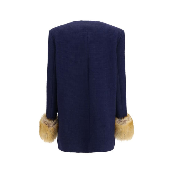 Valentino Garavani Blue Wool Oves Aries Coat