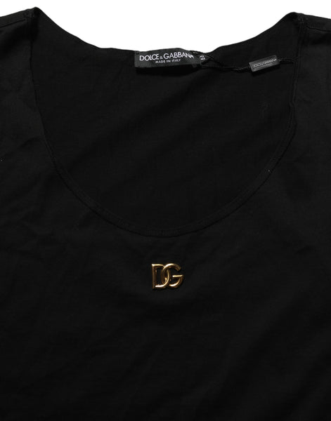 Dolce & Gabbana Black Gold DG Logo Cotton Sleeveless Tank Top