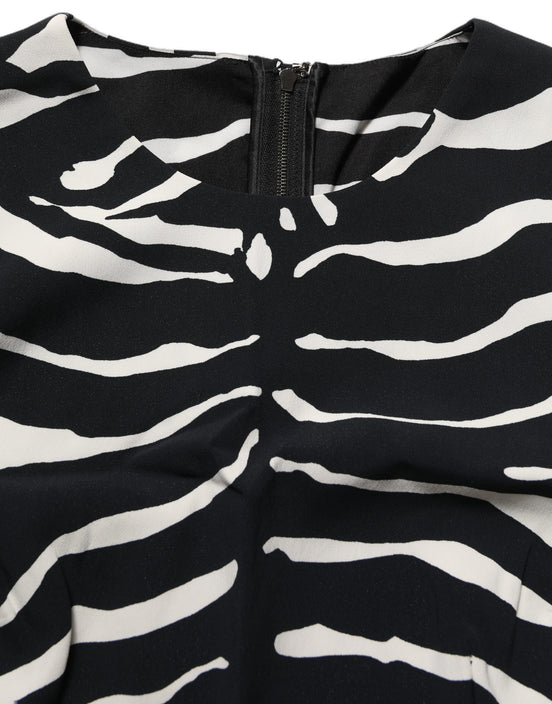 Dolce & Gabbana Black White Zebra Sleeveless Cropped Tank Top