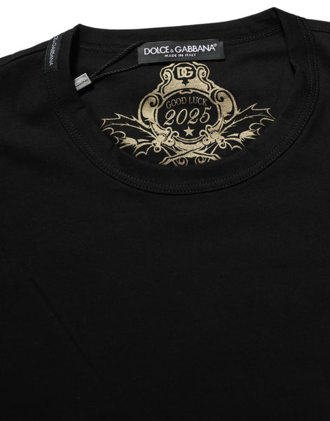 Dolce & Gabbana Black Cotton Crew Neck Short Sleeves T-shirt
