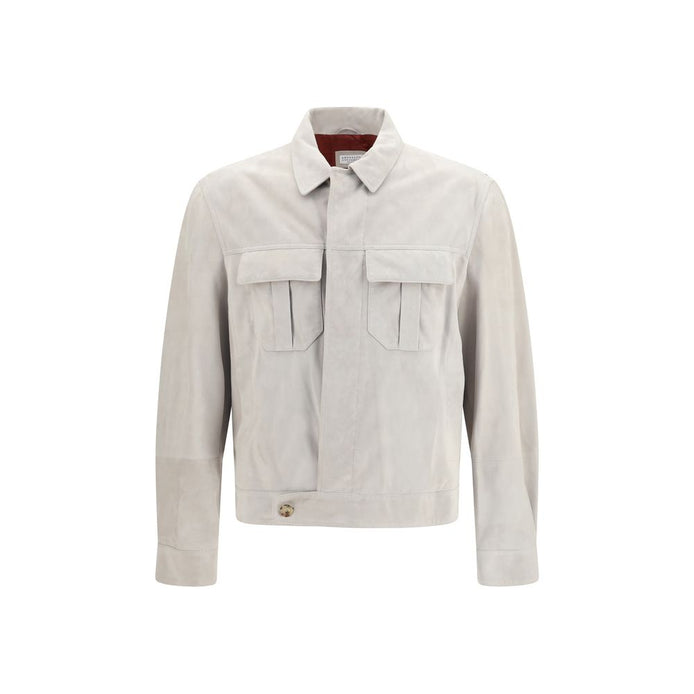 Brunello Cucinelli Beige Leather Leather Jacket