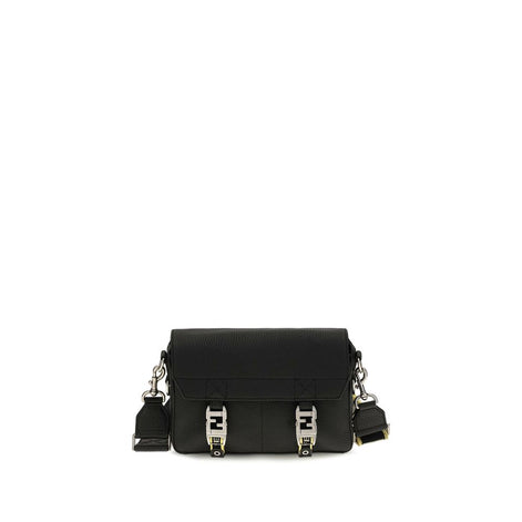 Fendi Black Calf Leather Bos Taurus Shoulder Bag