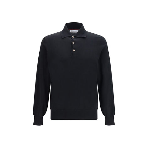 Brunello Cucinelli Black Cotton Long Sleeve T-Shirt