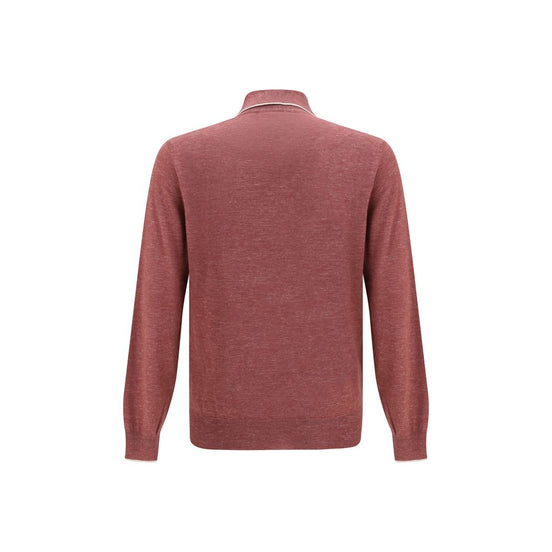 Brunello Cucinelli Bordeaux Cashmere Polo Shirt
