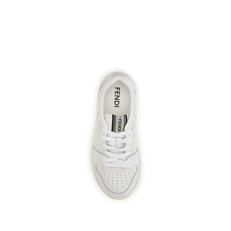 Fendi White Calf Leather Bos Taurus Athletic Sneakers