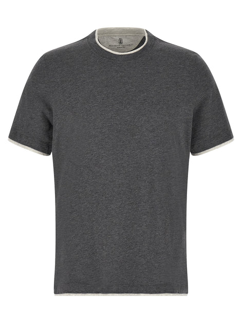 Brunello Cucinelli Gray Cotton T-Shirt