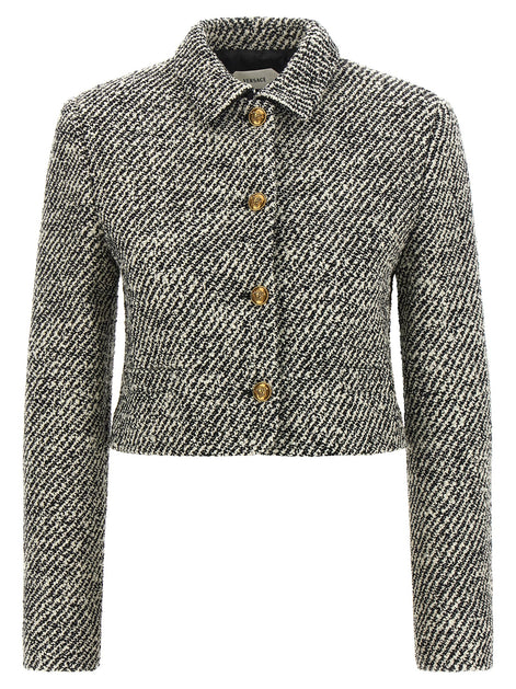 Versace Bicolor Virgin Wool Full-Length Jacket