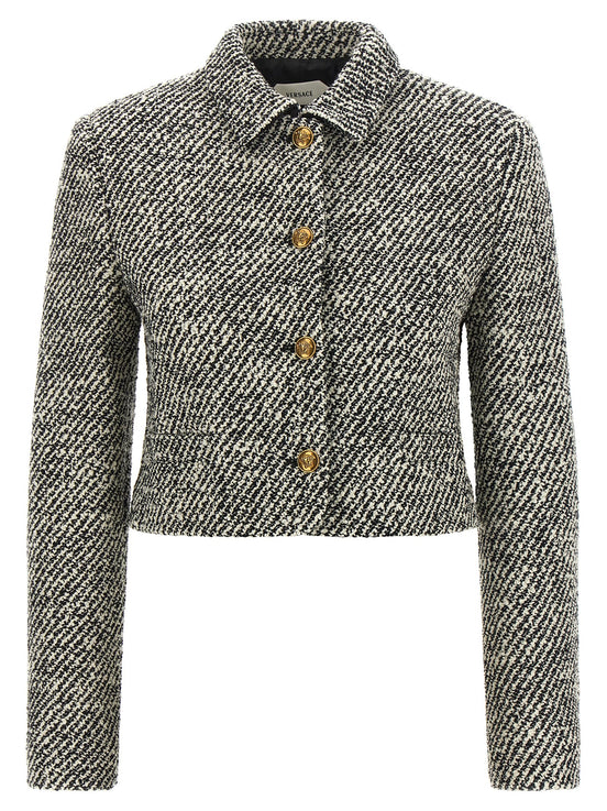 Versace Bicolor Virgin Wool Full-Length Jacket