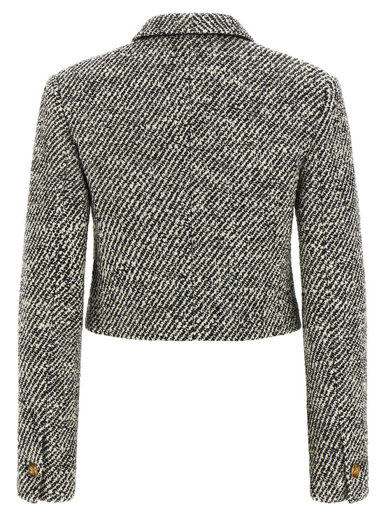 Versace Bicolor Virgin Wool Full-Length Jacket