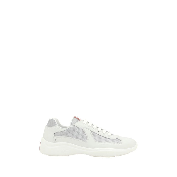Prada White Calf Leather Bos Taurus Low Top Sneakers