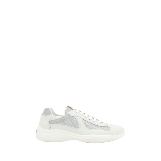 Prada White Calf Leather Bos Taurus Low Top Sneakers