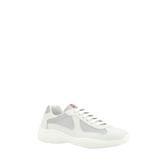 Prada White Calf Leather Bos Taurus Low Top Sneakers
