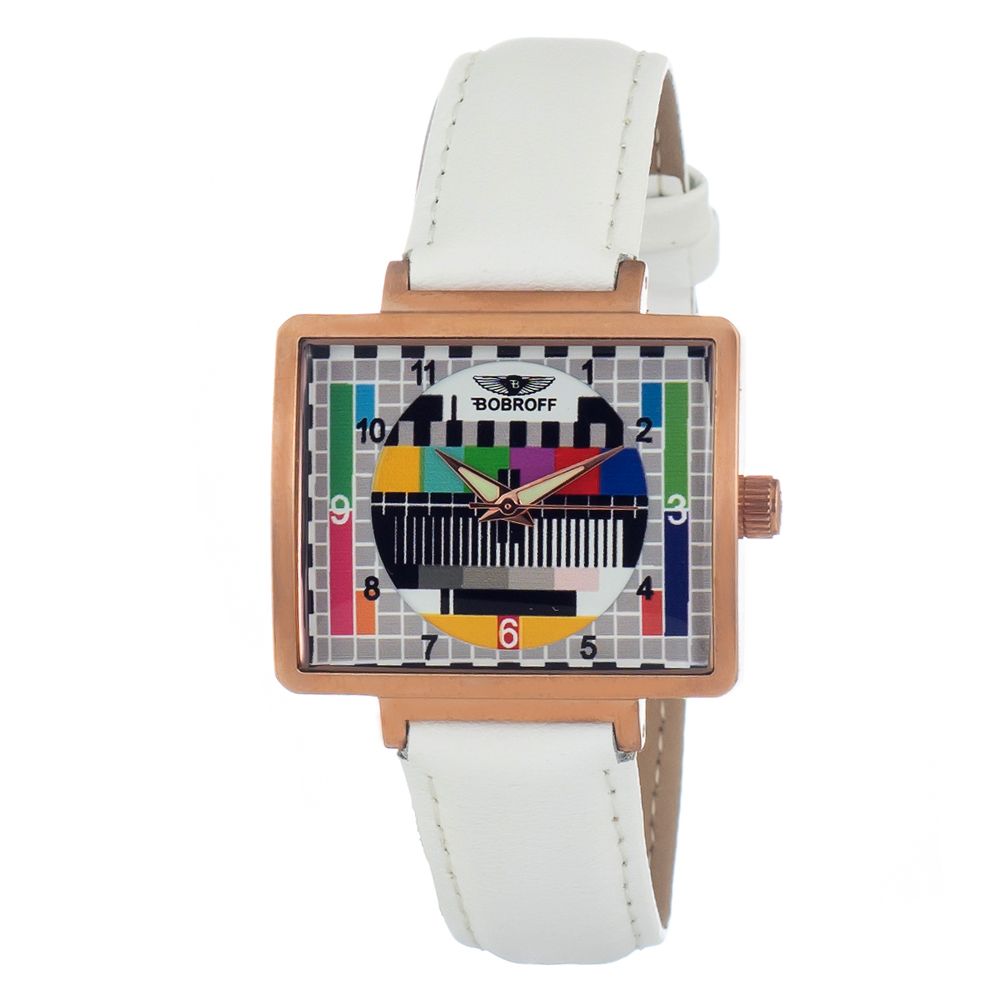 Bobroff White Leather Dress Watch