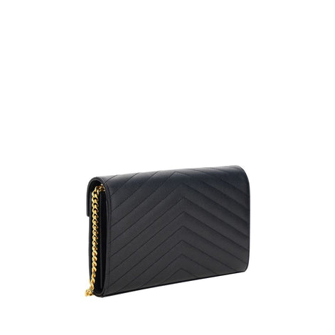 Saint Laurent Cassandre Black Leather Shoulder Bag
