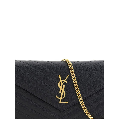 Saint Laurent Cassandre Black Leather Shoulder Bag