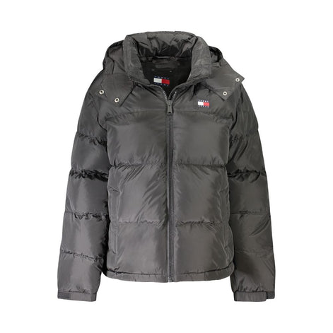 Tommy Hilfiger "Black Polyester Women Jacket with Removable Hood"