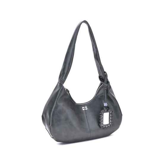 Ganni Black Lyocell Shoulder Bag