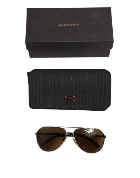 Dolce & Gabbana DG2073 Silver Steel Classic Pilot Brown Lens Sunglasses