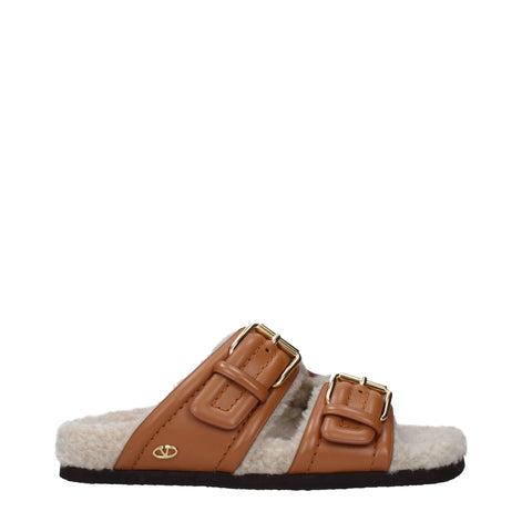 Valentino Garavani Brown Leather Slippers