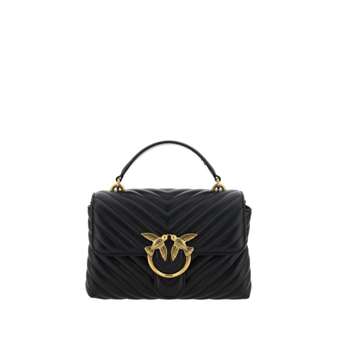 PINKO Black Calf Leather Bos Taurus Handbag