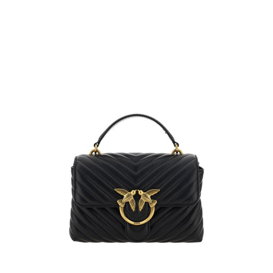PINKO Black Calf Leather Bos Taurus Handbag