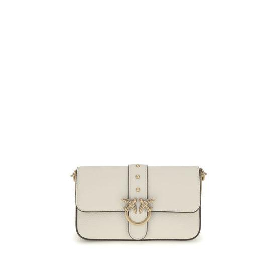 PINKO White Calf Leather Bos Taurus Shoulder Bag