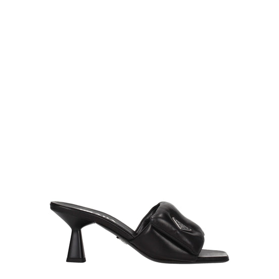 Prada Black Leather Platform Sandals