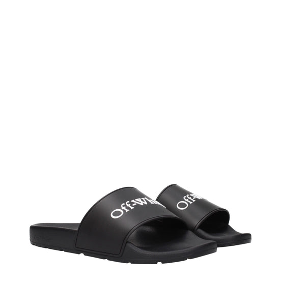 Off-White Black Cotton Slippers