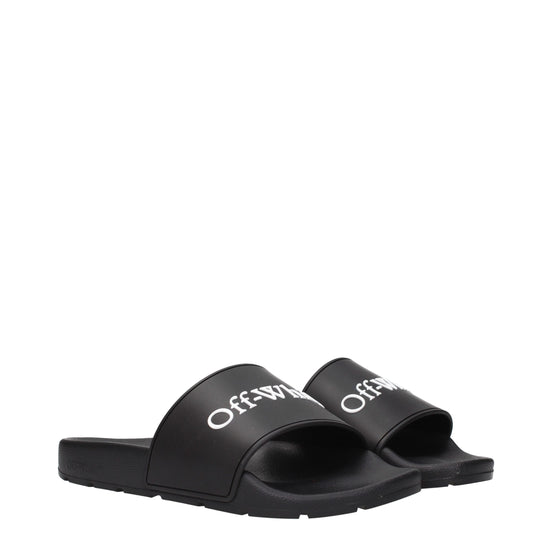 Off-White Black Cotton Slippers