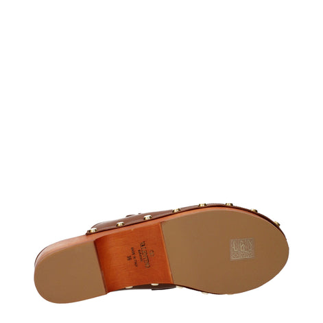 Valentino Garavani Brown Leather Slippers
