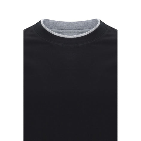 Brunello Cucinelli Black Cotton T-Shirt