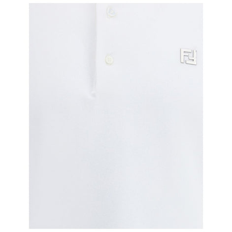 Fendi White Cotton Polo Shirt