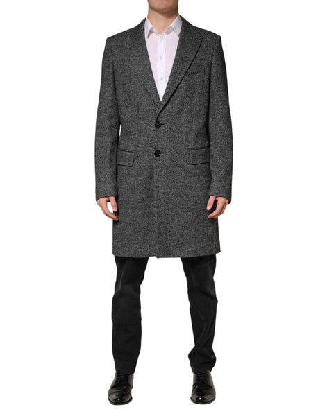 Dolce & Gabbana Gray Wool Blend Long Trench Coat Men Jacket