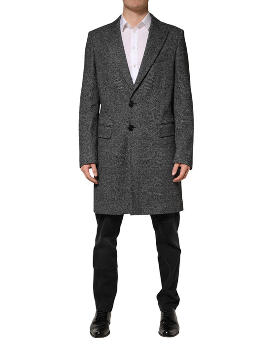 Dolce & Gabbana Gray Wool Blend Long Trench Coat Men Jacket