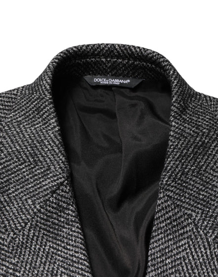 Dolce & Gabbana Gray Wool Blend Long Trench Coat Men Jacket