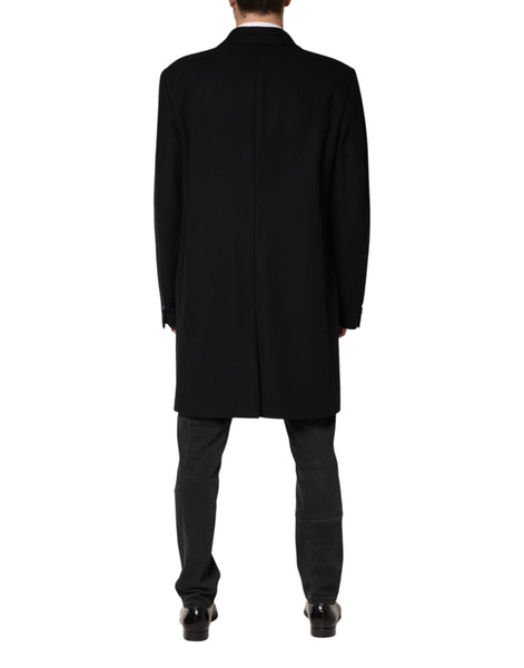 Dolce & Gabbana Black Wool Single Breasted Long Coat Jacket