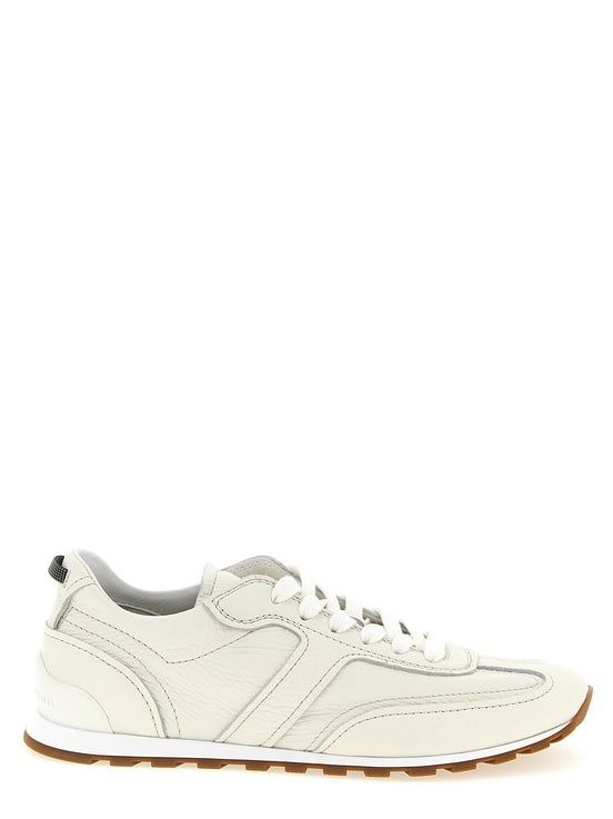 Leather sneakers with Monili on the back