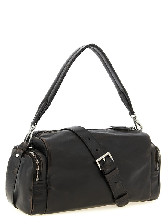 Aged effect nappa leather crossbody bag