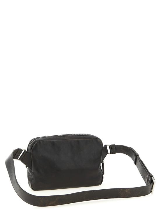 Aged nappa leather crossbody bag