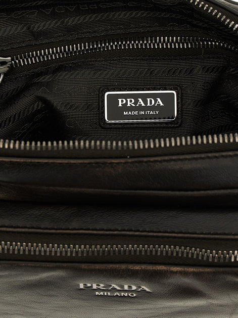 Aged nappa leather crossbody bag