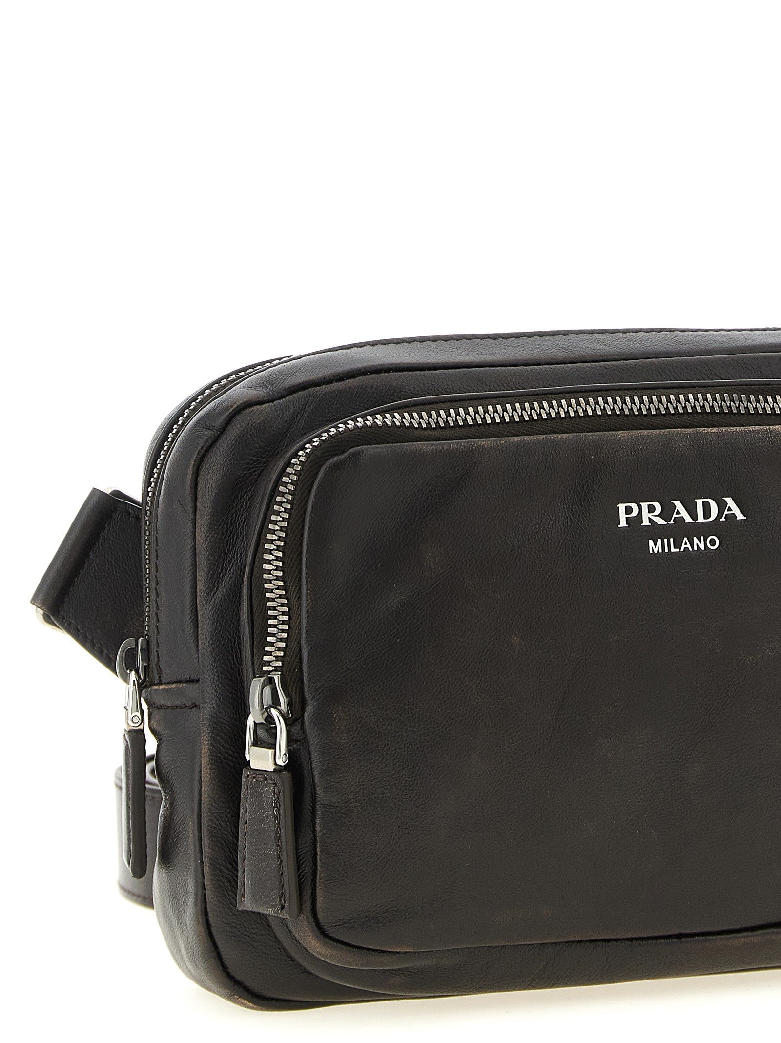 Aged nappa leather crossbody bag