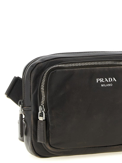 Aged nappa leather crossbody bag