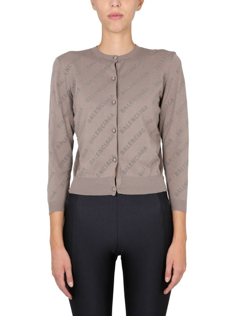 ALLOVER LOGO CROPPED CARDIGAN