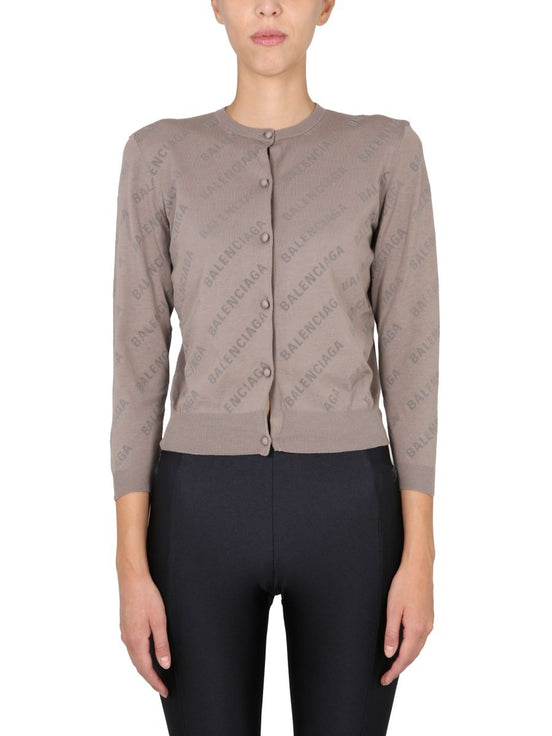 ALLOVER LOGO CROPPED CARDIGAN