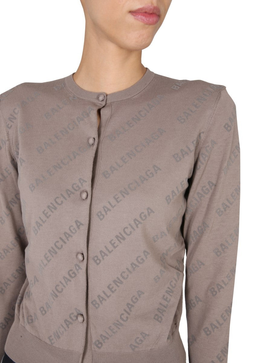 ALLOVER LOGO CROPPED CARDIGAN